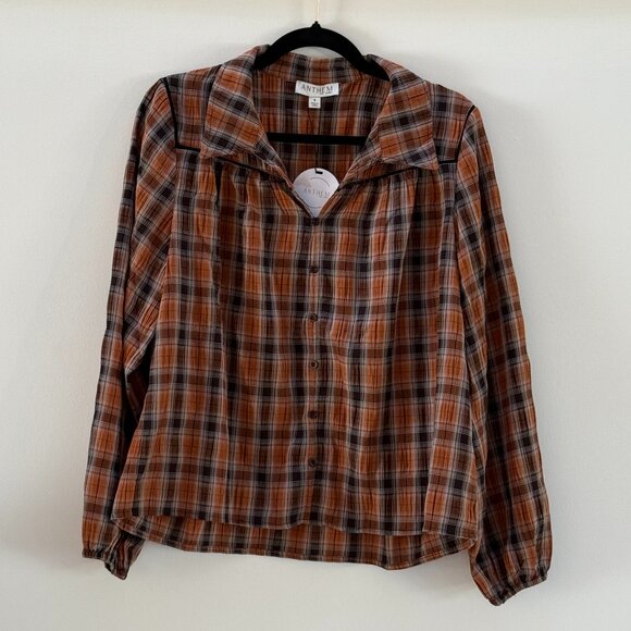 NWT Anthem The Label Button Down Plaid Top. Size small - Picture 2 of 12